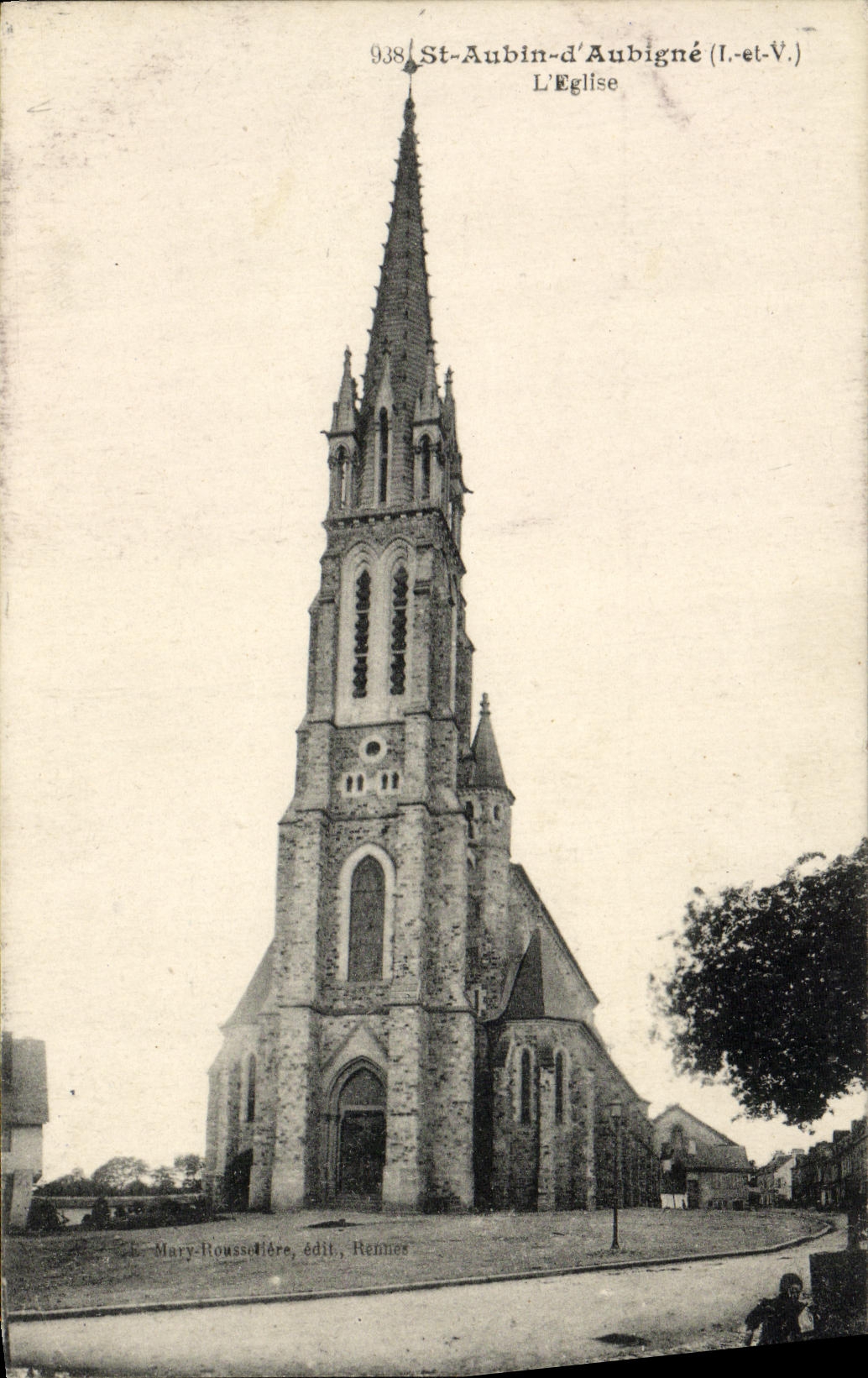 POSTAL Aubin santo D Aubigne L iglesia de la VENDIMIA