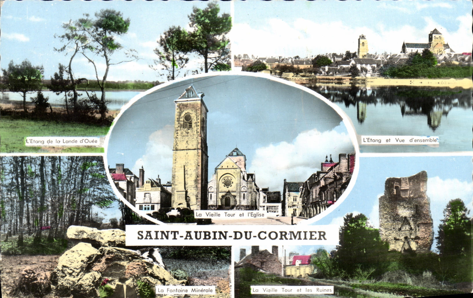 CPM Saint Aubin Du Cormier Etang de la lande d Ouee Fontaine minerale Vieille tour et les ruines
