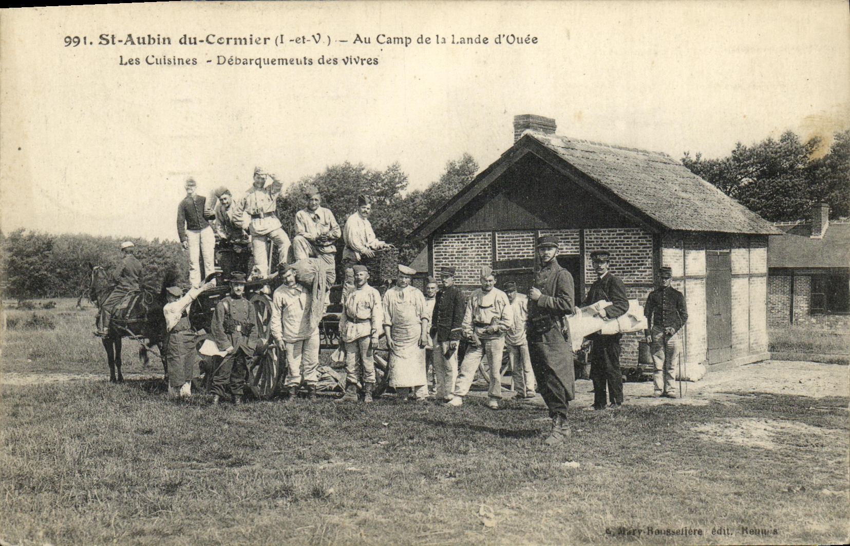 St Aubin de la POSTAL de la VENDIMIA de Cormier al campo del amarrar D Ouee las cocinas Unloadings de los vivres Militaria SUPERIOR