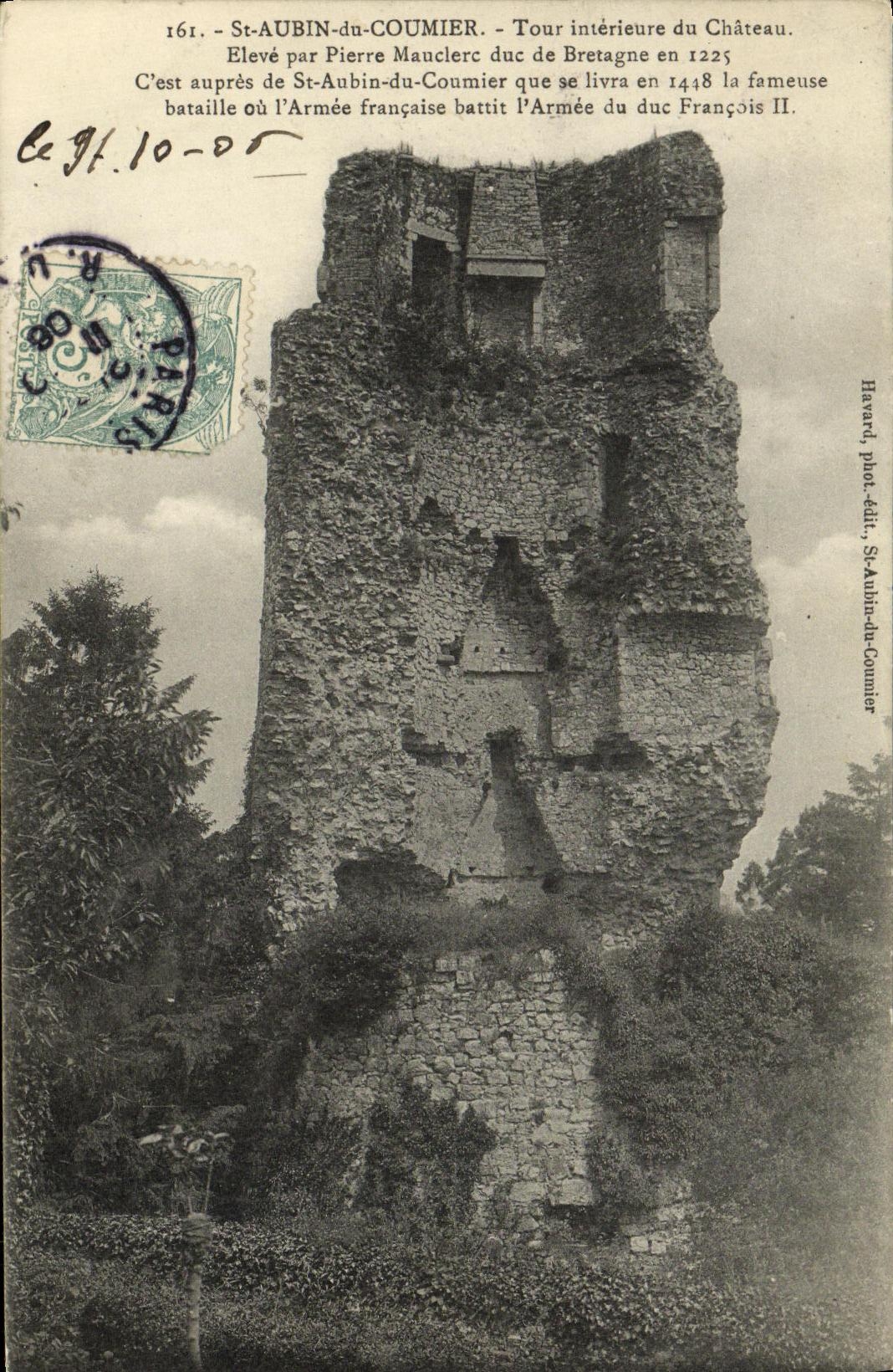 St Aubin de la POSTAL de la VENDIMIA de la torre interior de Cormier del castillo