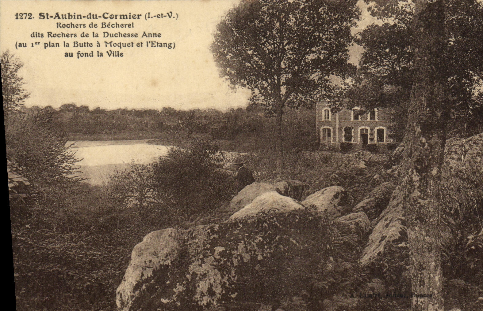 St Aubin de la POSTAL de la VENDIMIA de las rocas de Cormier de Becherel conocidas como rocas de la duquesa Anne
