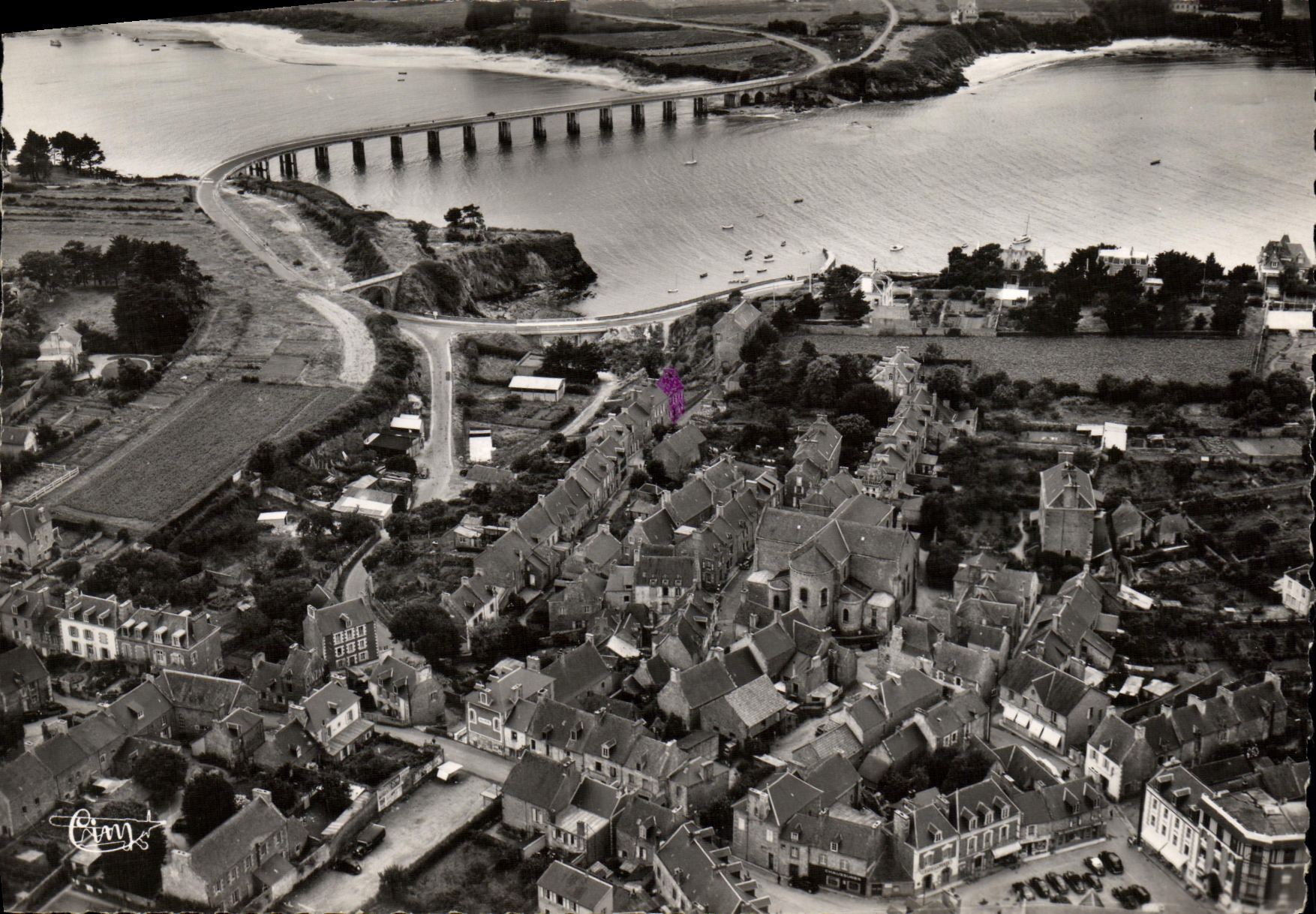 MODERN CARD Holy Briac on Sea the Center the Bridge of Fremur and Vue On Lancieux Seen air