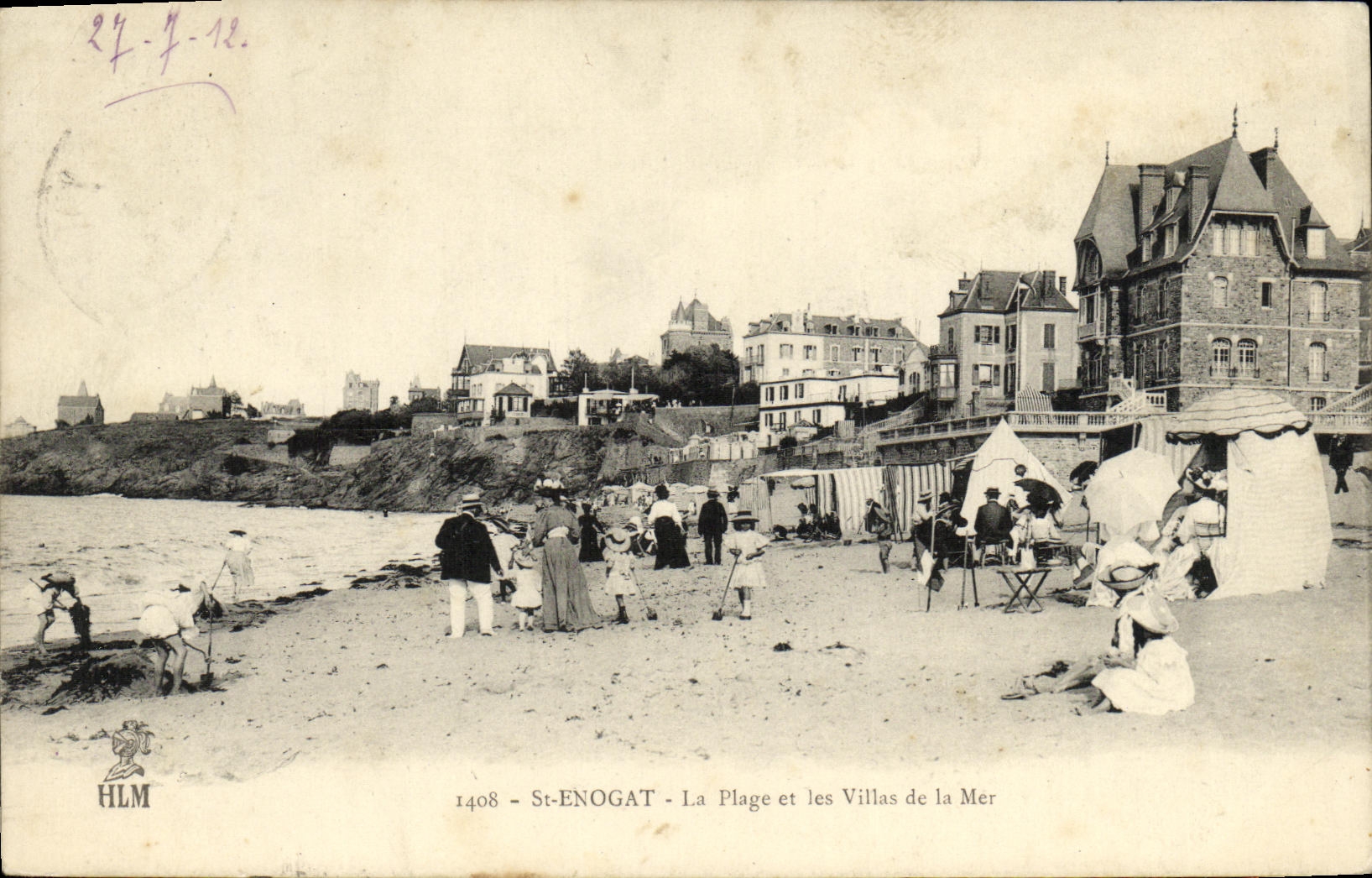 St Enogat de la POSTAL de la VENDIMIA la playa y los chalets del mar