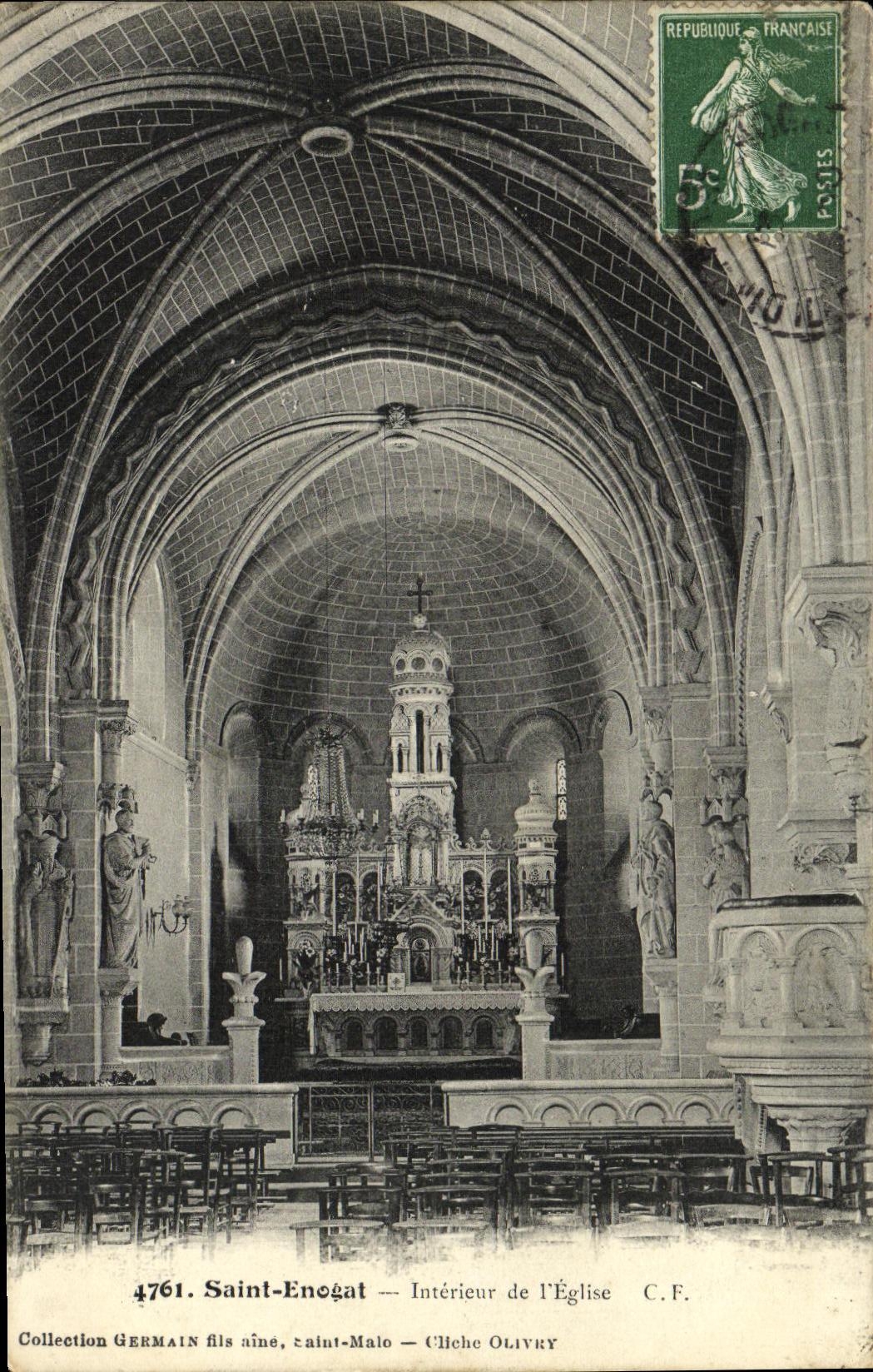 POSTAL Enogat interior santo de la VENDIMIA de L iglesia