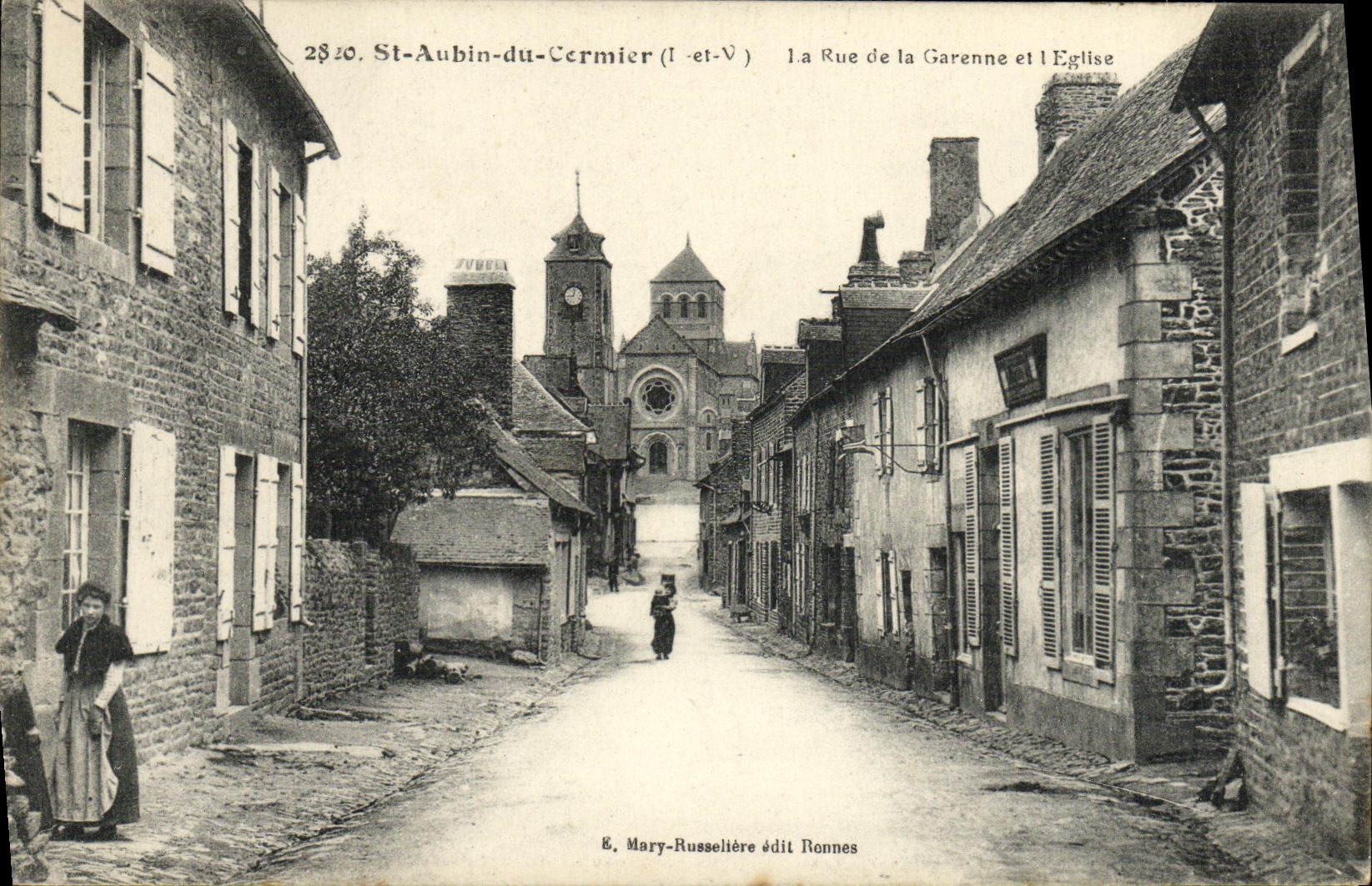 St Aubin de la POSTAL de la VENDIMIA de Cormier la calle de Garenne y de L iglesia