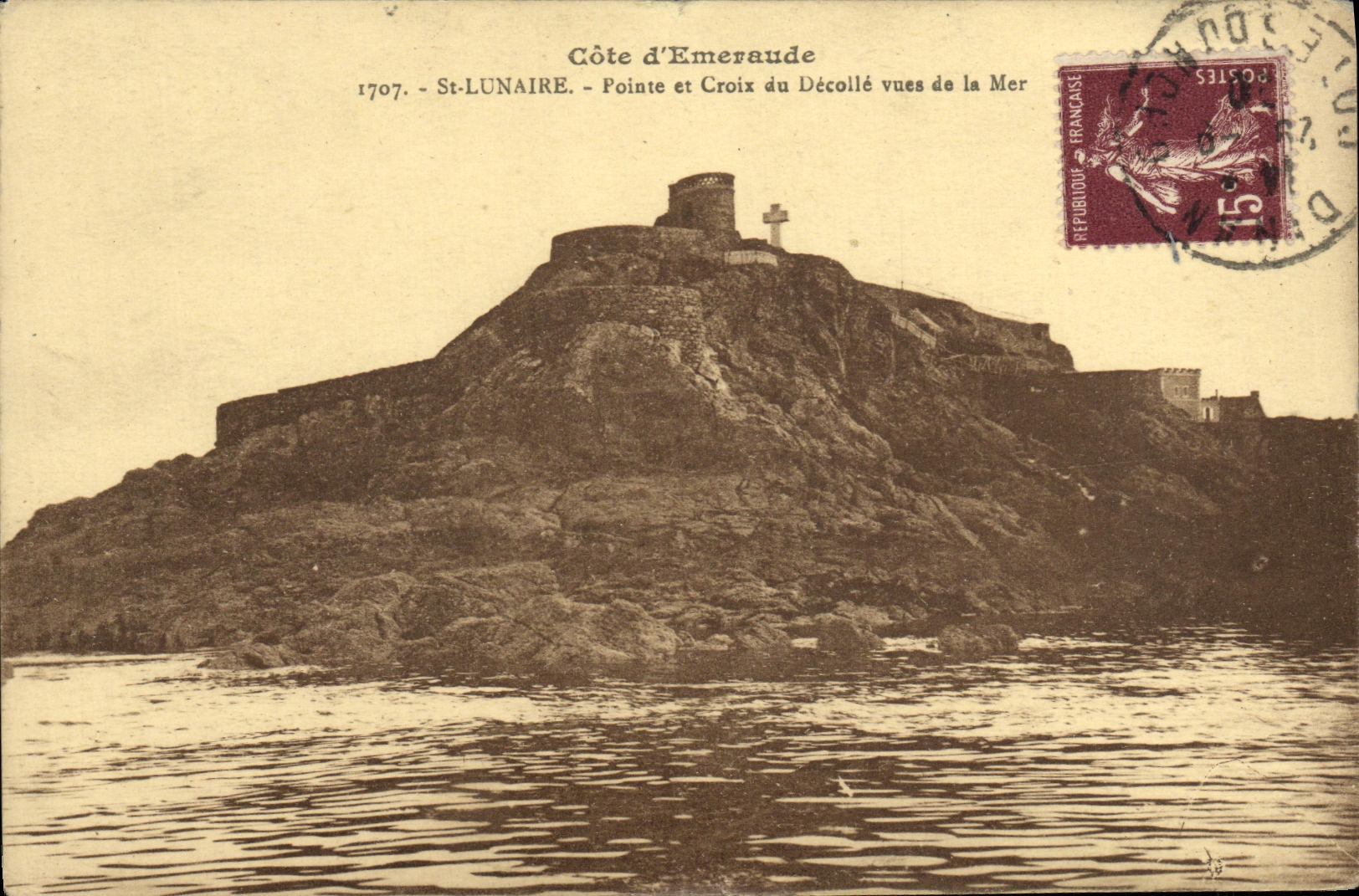 CPA St Lunaire Pointe et Croix du Decolle vues de la Mer