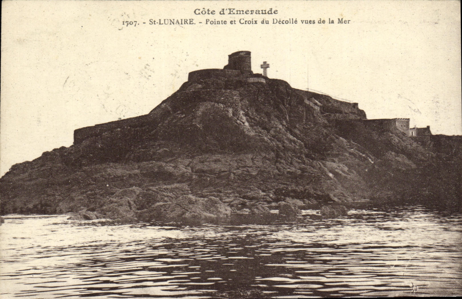 VINTAGE POSTCARD Holy Lunar Point and Cross of Take off seen Sea