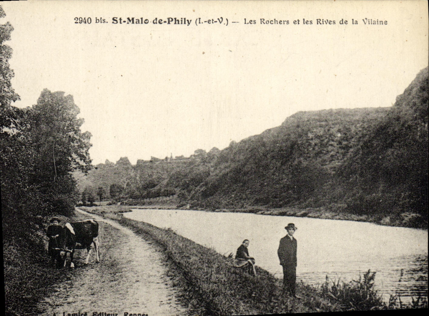 CPA Saint Malo de Phily Les Rochers et les Rives de la Vilaine Enfant Vache