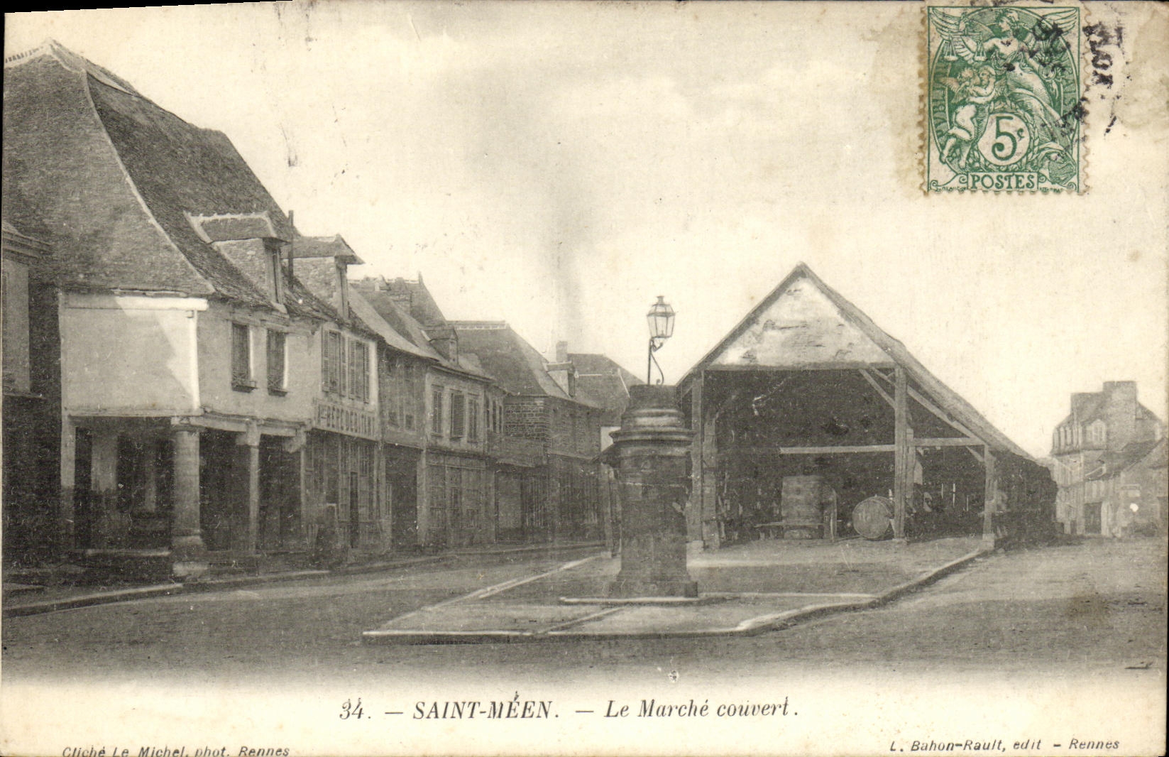 Mercado santo de Meen de la POSTAL de la VENDIMIA cubierto
