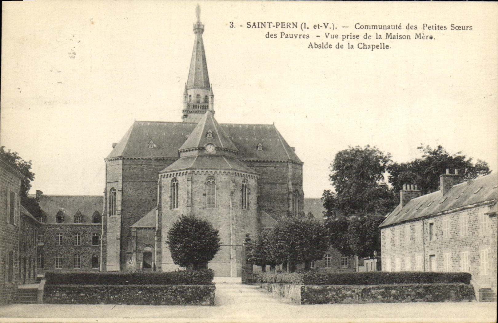 CPA Saint Pern Communaute des Petites Soeurs des Pauvres Vue prise de la maison mere Abside de la chapelle