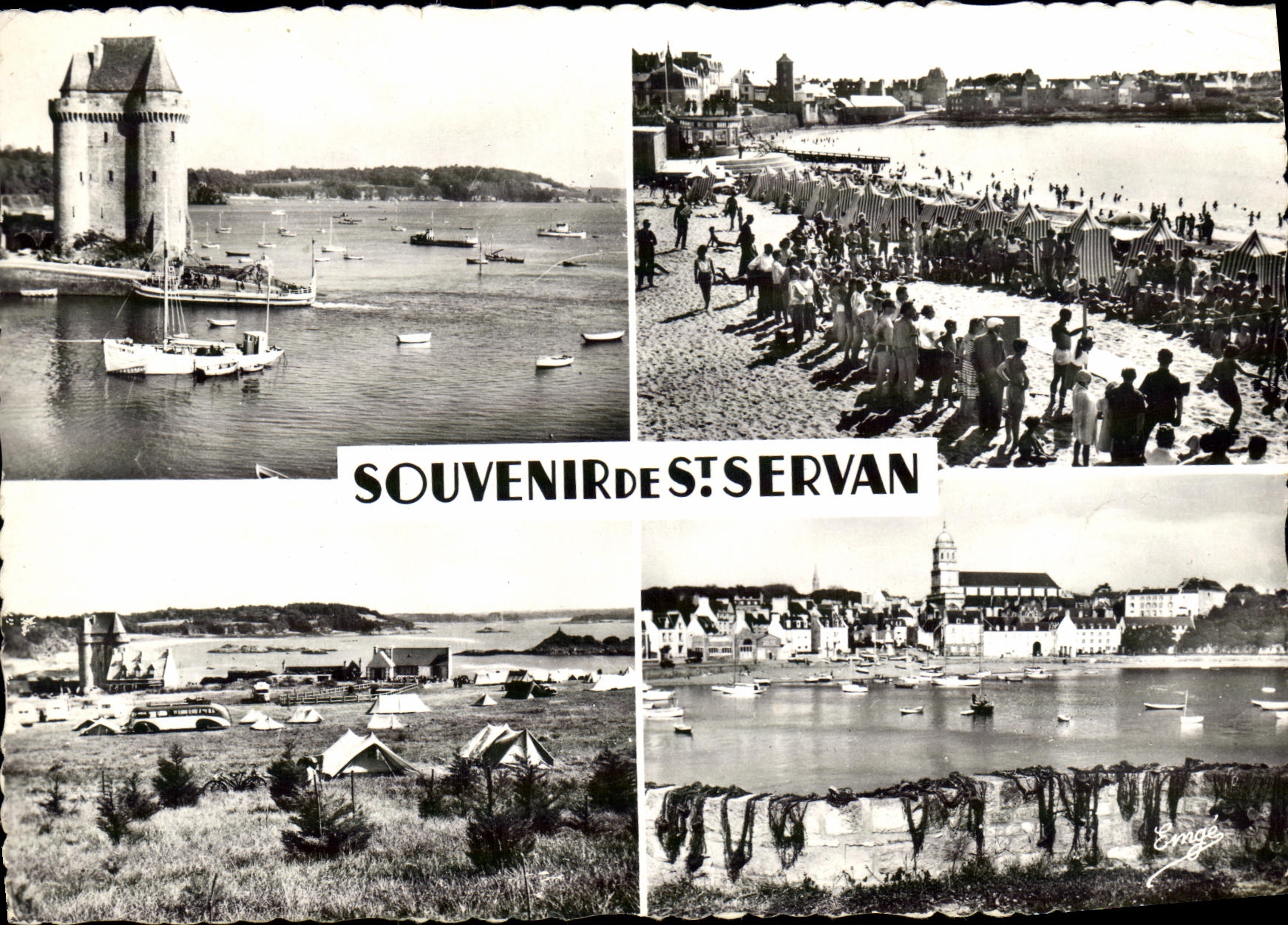 CPM Saint Servan Tour Solidor Plage des Bas Sablons Camping de la cite Le port