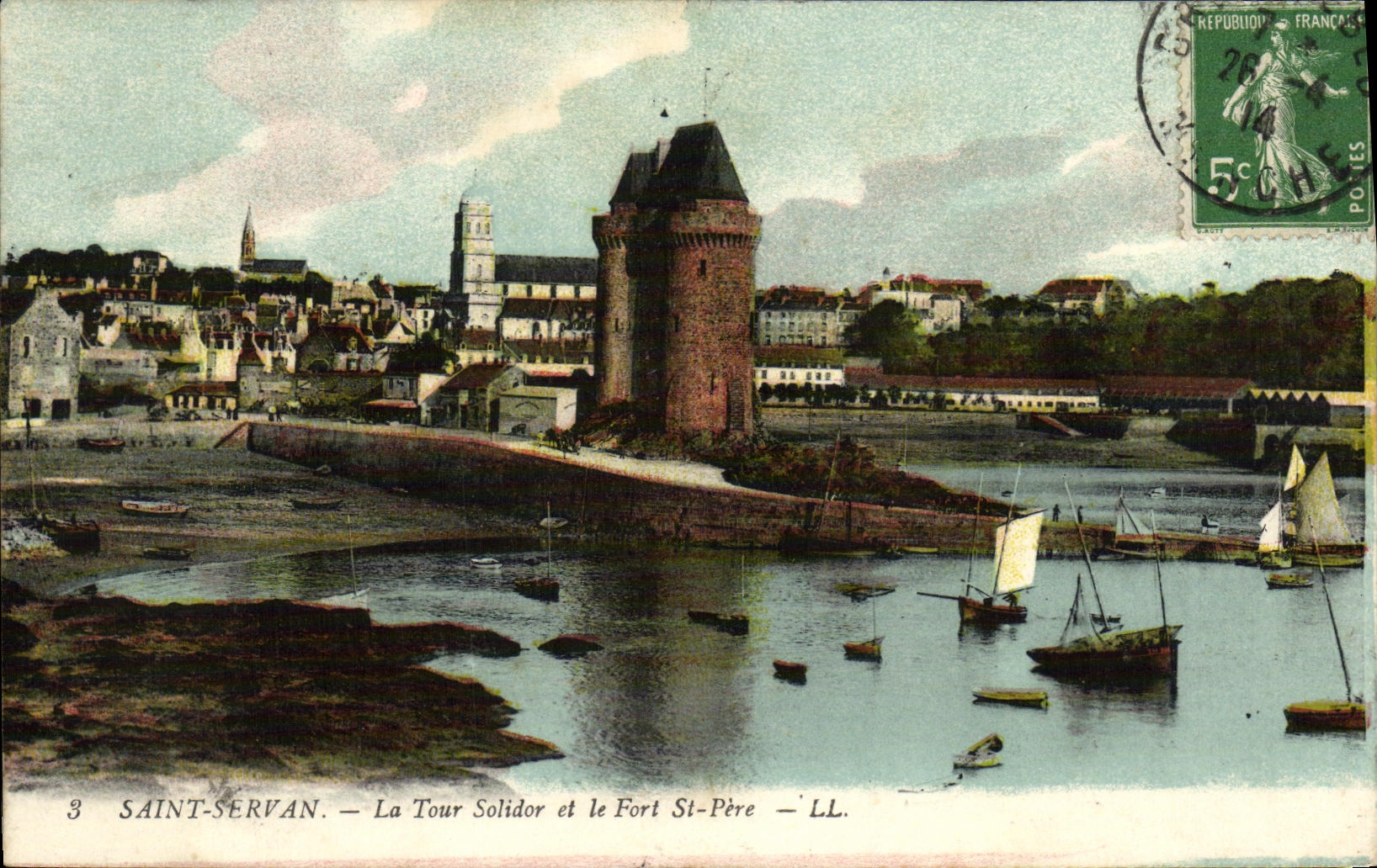 CPA Saint Servan La Tour Solidor et le Fort St Pere Bateaux
