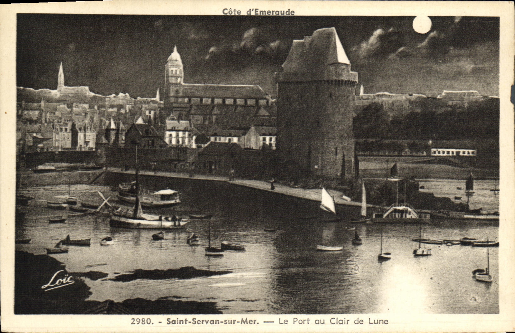 CPA Saint Servan sur Mer Le Port au Clair de Lune