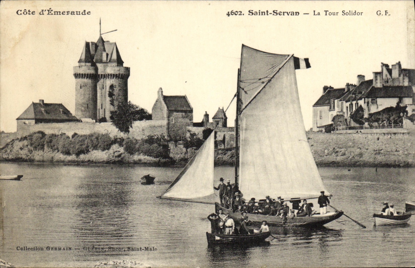 VINTAGE POSTCARD Holy Servan the Tower Solidor Boat children