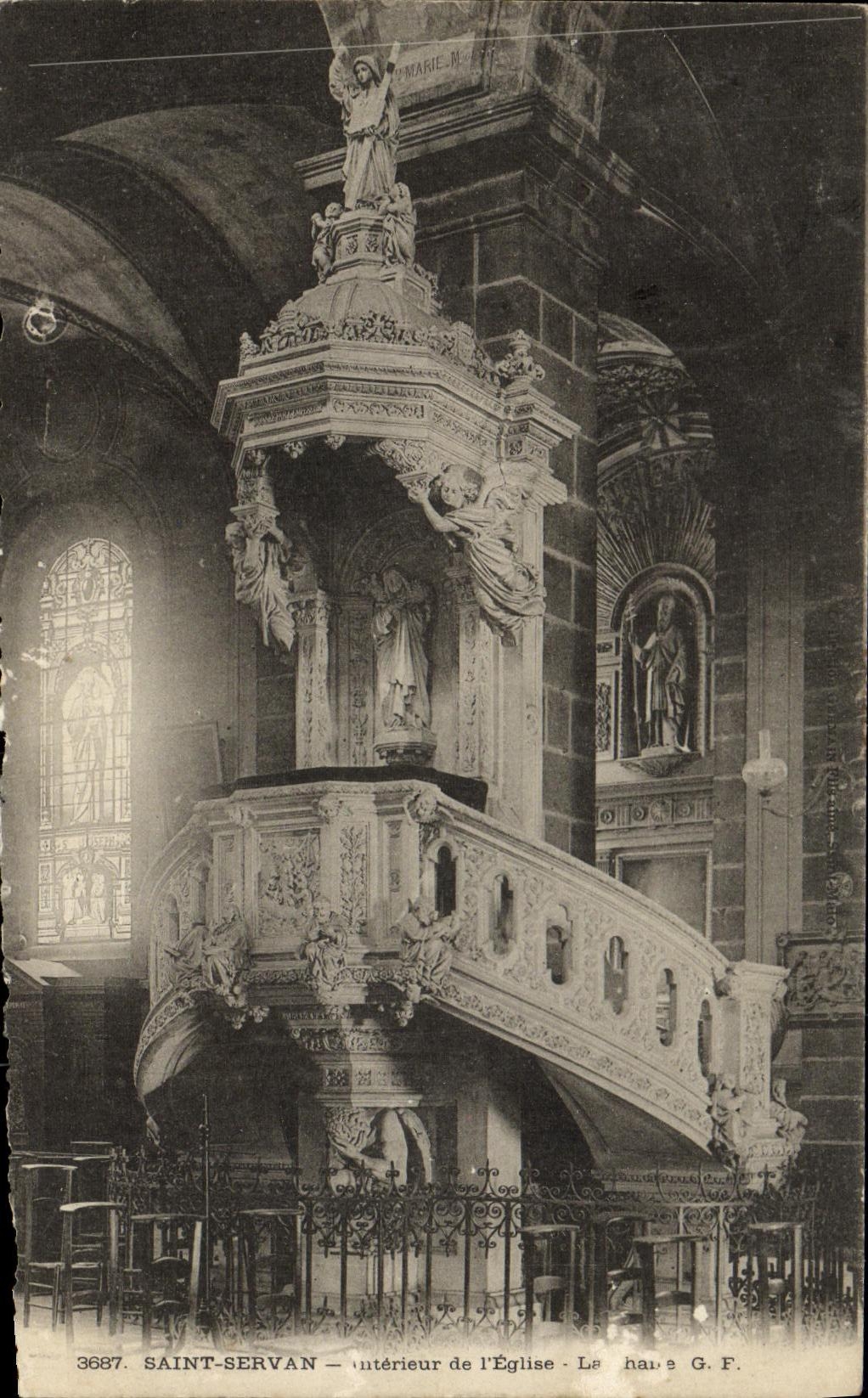 CPA Saint Servan Interieur de l Eglise La chaire