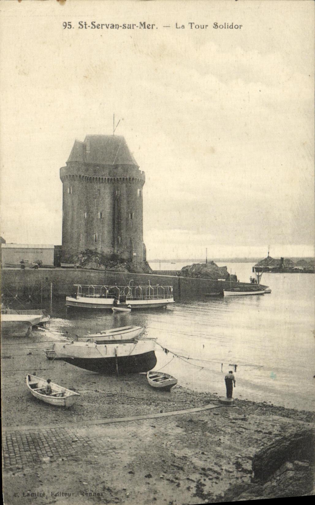 VINTAGE POSTCARD St Servan on Sea the Tower Solidor Boats