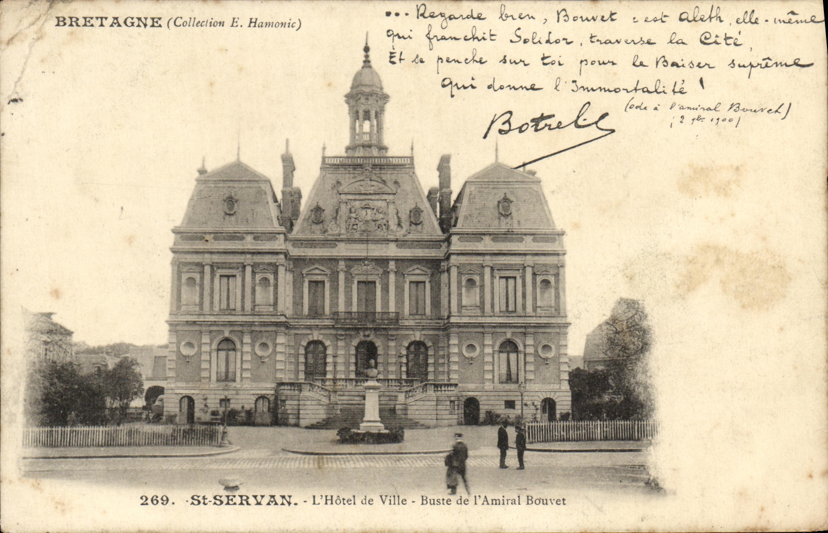 VINTAGE POSTCARD Holy Servan L Town hall Botrel