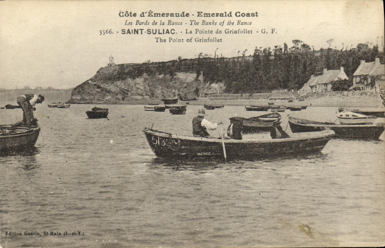 Tapa santa de Suliac de la POSTAL de la VENDIMIA del barco de Grinfollet