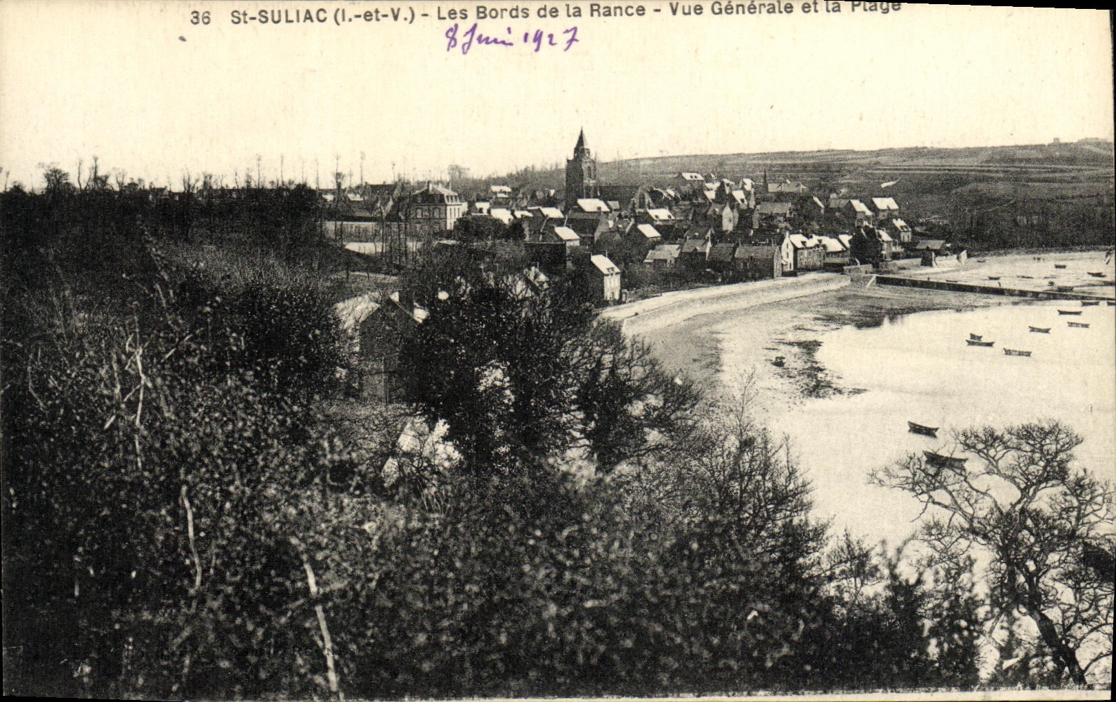 Bordes del St Suliac de la POSTAL de la VENDIMIA de la vision rancia y de la playa