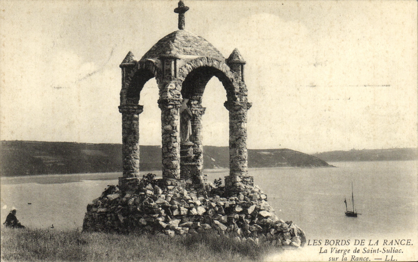 Bordes de la POSTAL de la VENDIMIA de rancio la Virgen de Suliac Saint en el rancio