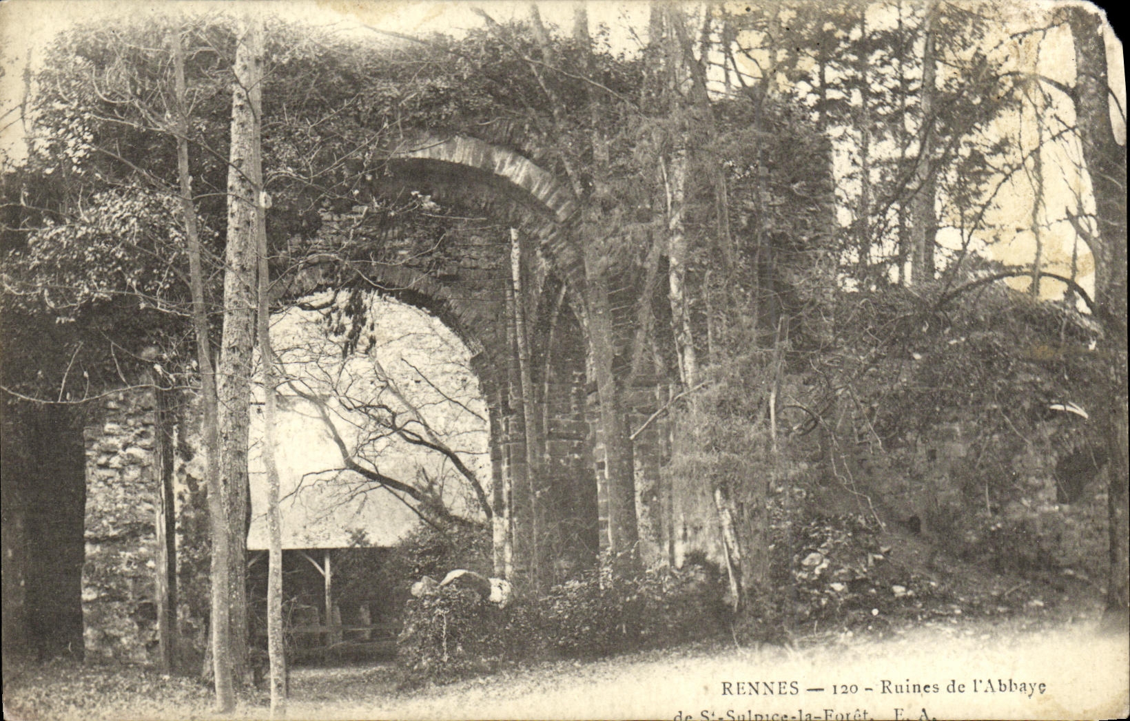 VINTAGE POSTCARD Rennes Ruins of L Abbey of St Sulpice the Drill