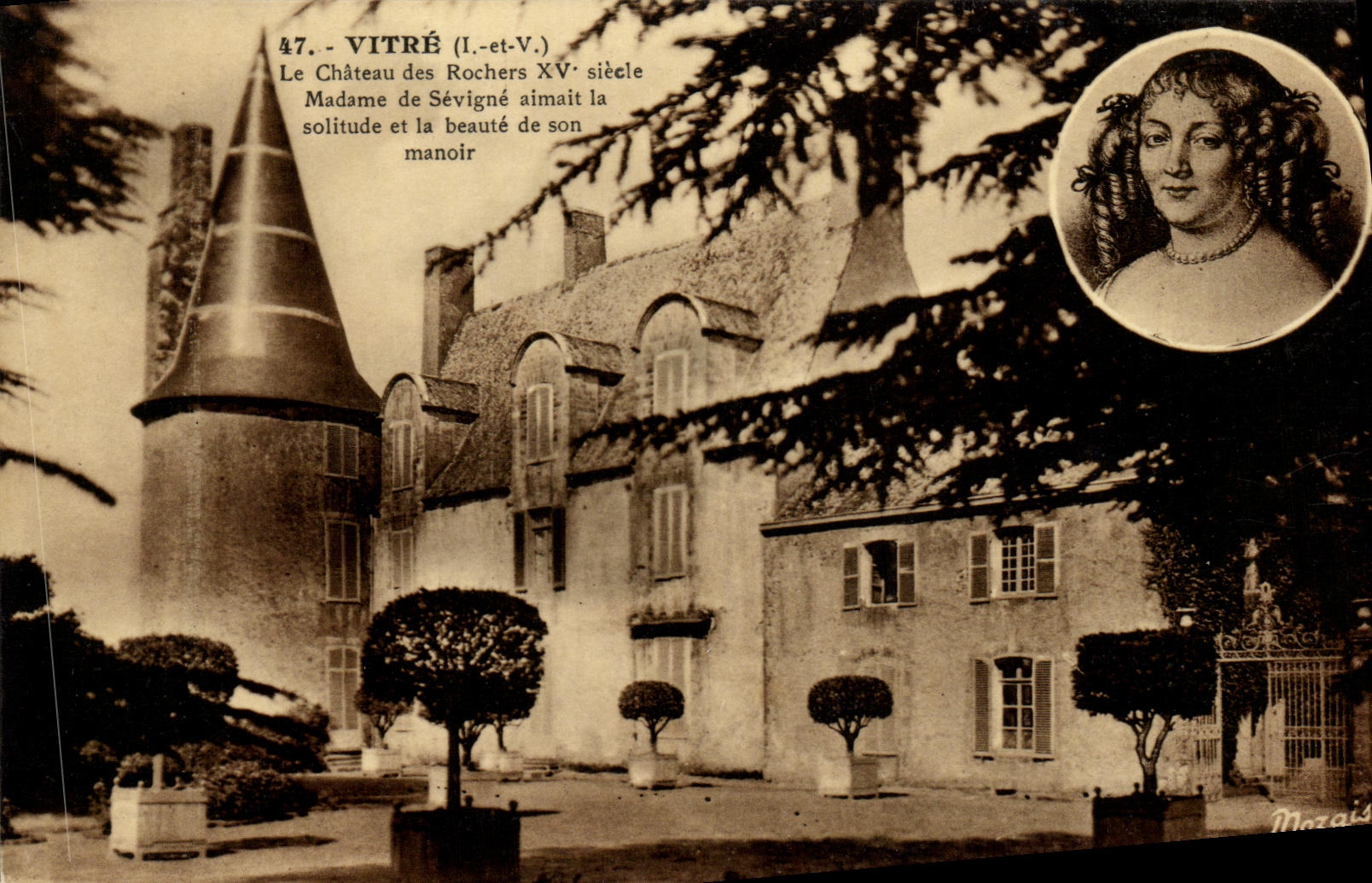 VINTAGE POSTCARD Pane the Castle of the Rocks Madam de Sevigne