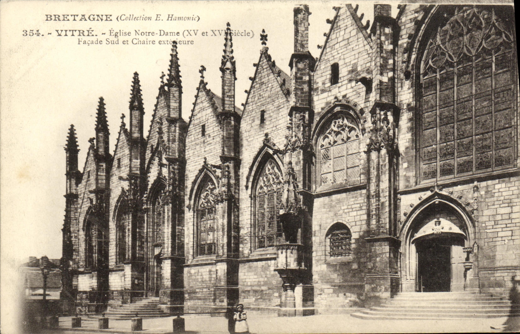 VINTAGE POSTCARD Pane Church Notre Dame Southern Frontage and external Pulpit