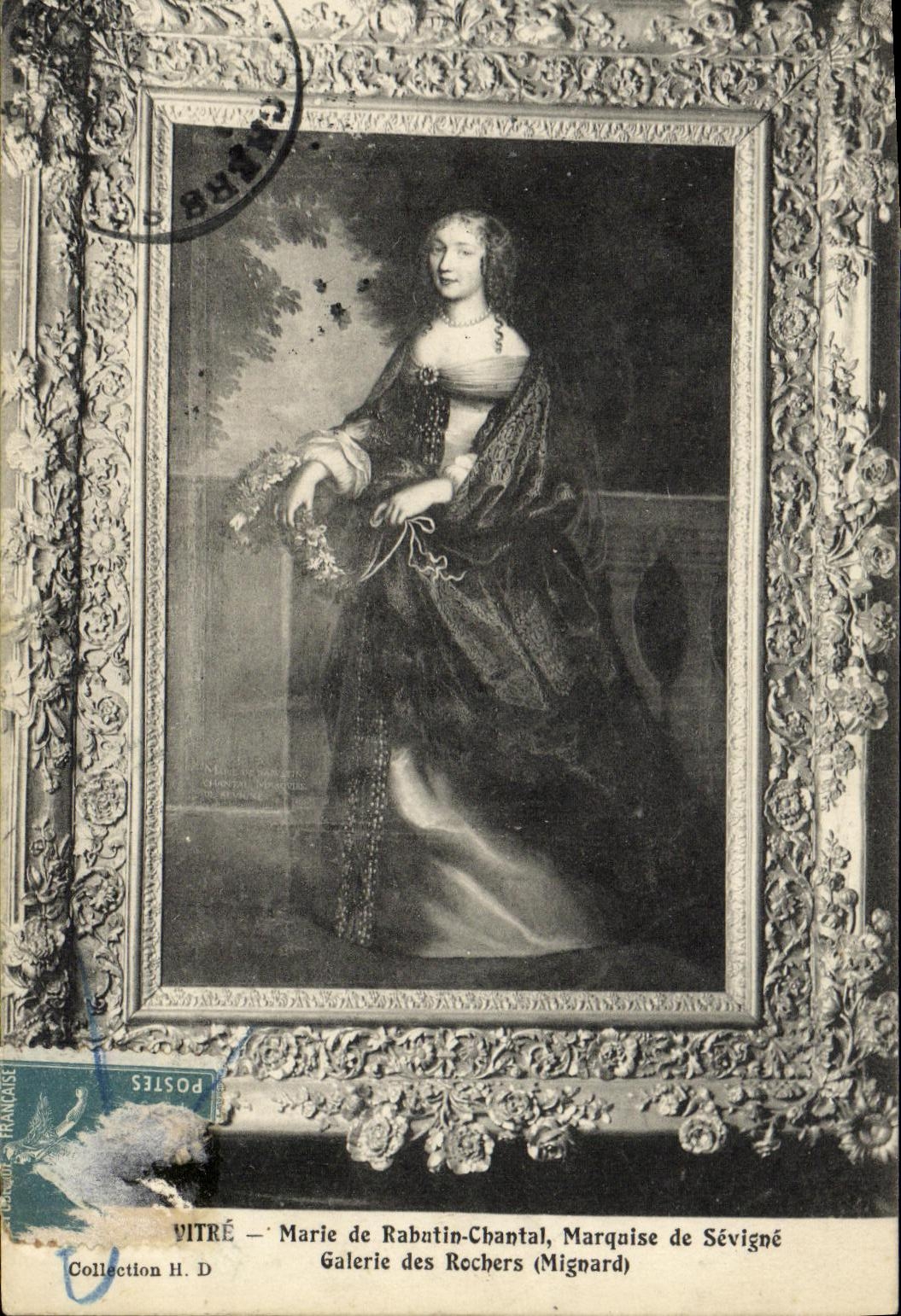 VINTAGE POSTCARD Pane Marie de Rabutin Chantal Marquise of Sevigne Gallery of the Mignard Rocks