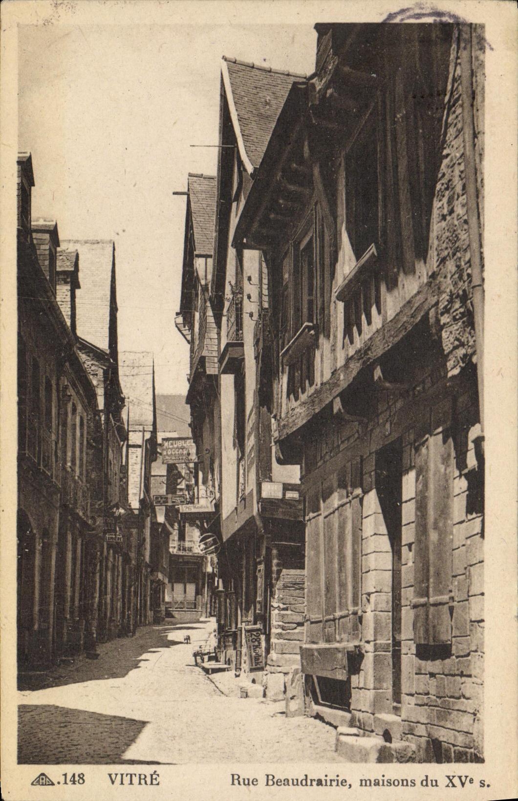 VINTAGE POSTCARD Pane Street Beaudrairie Houses 15th
