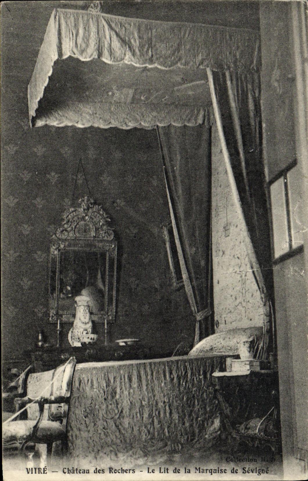 VINTAGE POSTCARD Pane Castle of the Rocks Bed of the Marchioness of Sevigne