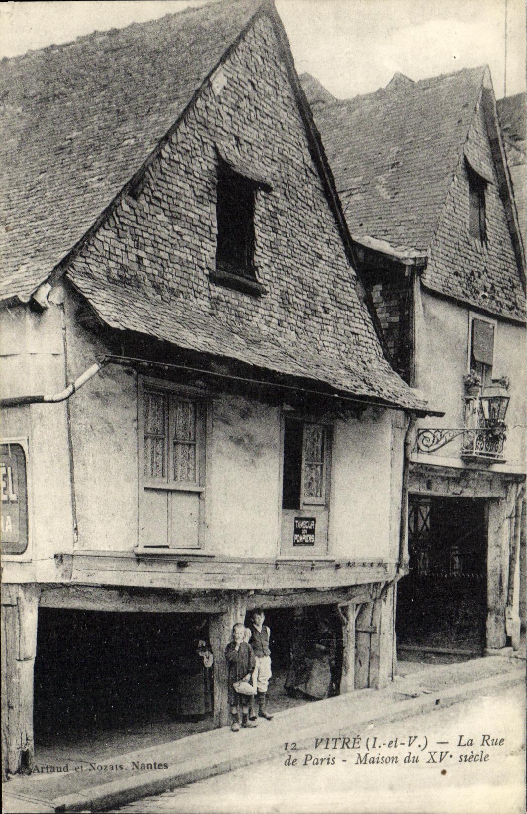 Cristal de la POSTAL de la VENDIMIA la calle de la casa de Paris de decimo quinto Enfantsz