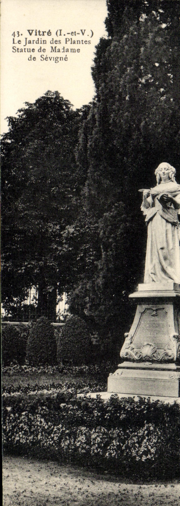 VINTAGE POSTCARD Vitre the Botanical garden Rules Madam de Sevigne