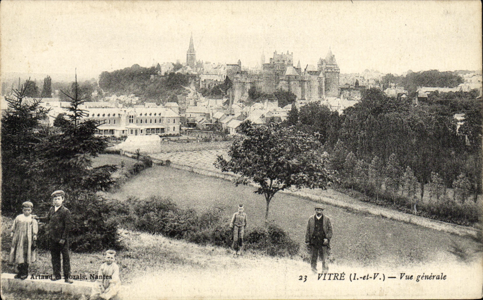 Ninos de la opinion del cristal de la POSTAL de la VENDIMIA