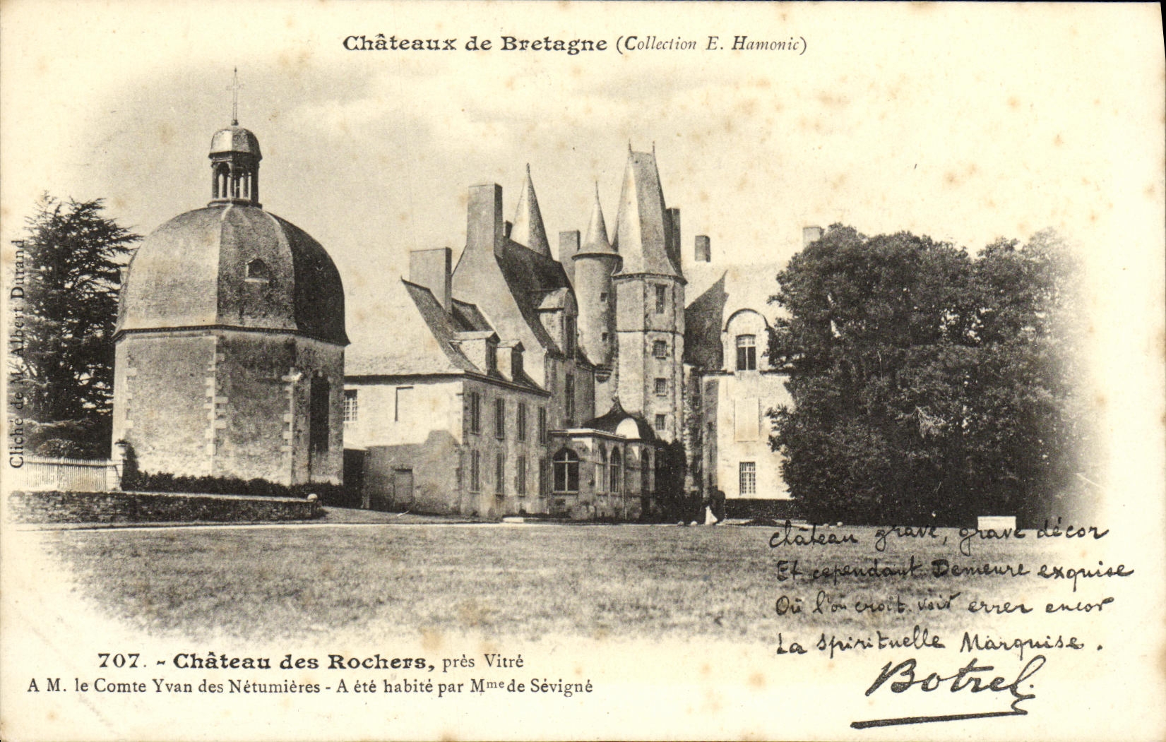 Castillo de Vitre de la POSTAL de la VENDIMIA de los esmaltes de las rocas