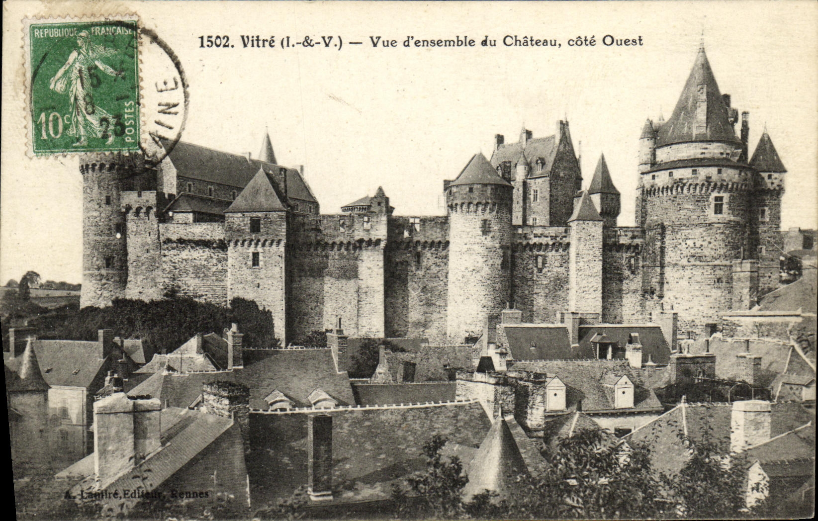 POSTAL D vista cristal de la VENDIMIA junto de la costa oeste del castillo