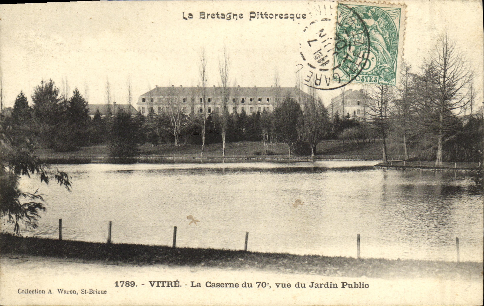 Cristal de la POSTAL de la VENDIMIA los cuarteles del militaria visto 70eme del jardin público