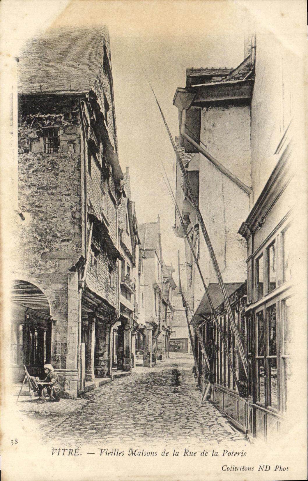 Casas de las mujeres mayores del cristal de la POSTAL de la VENDIMIA de la calle de la ceramica