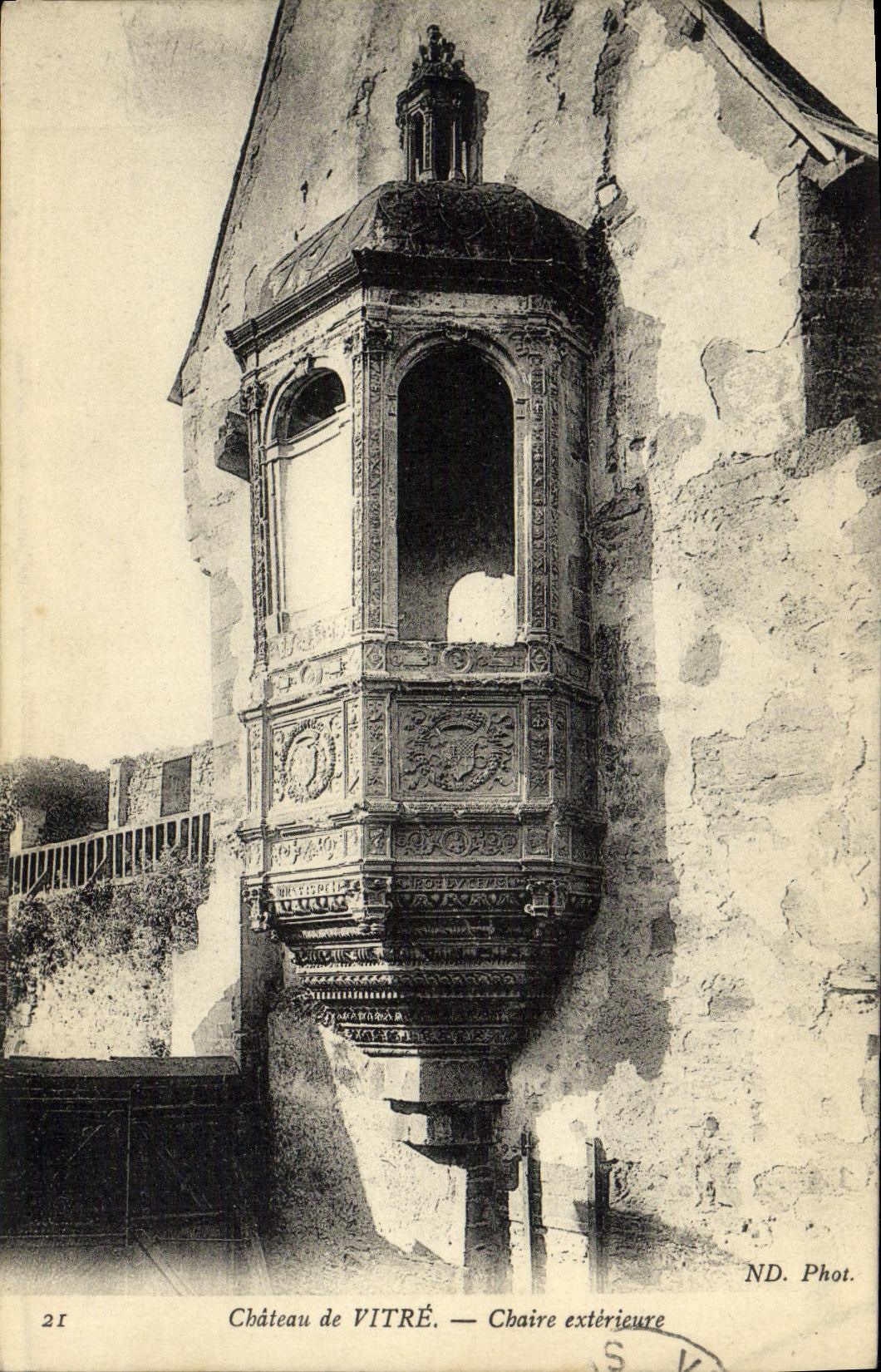 Cristal de la POSTAL de la VENDIMIA el púlpito del external del castillo