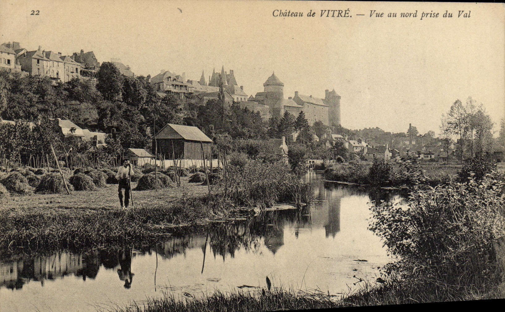 Castillo del cristal de la POSTAL de la VENDIMIA de la vista en el norte tomado del valle campesino en los campos