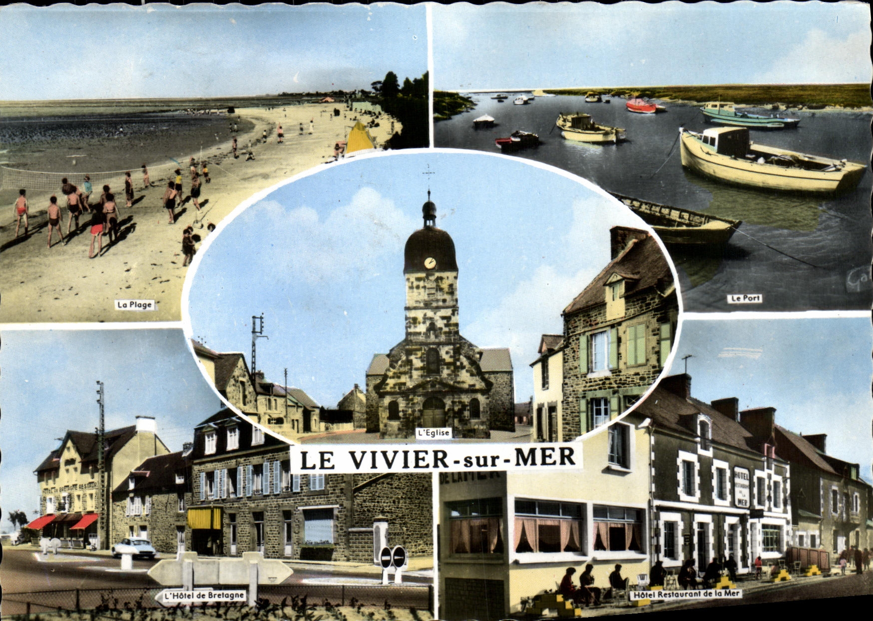 CPM Le Vivier sur Mer Le Port La plage Hotel de Bretagne Hotel Restaurant de la mer
