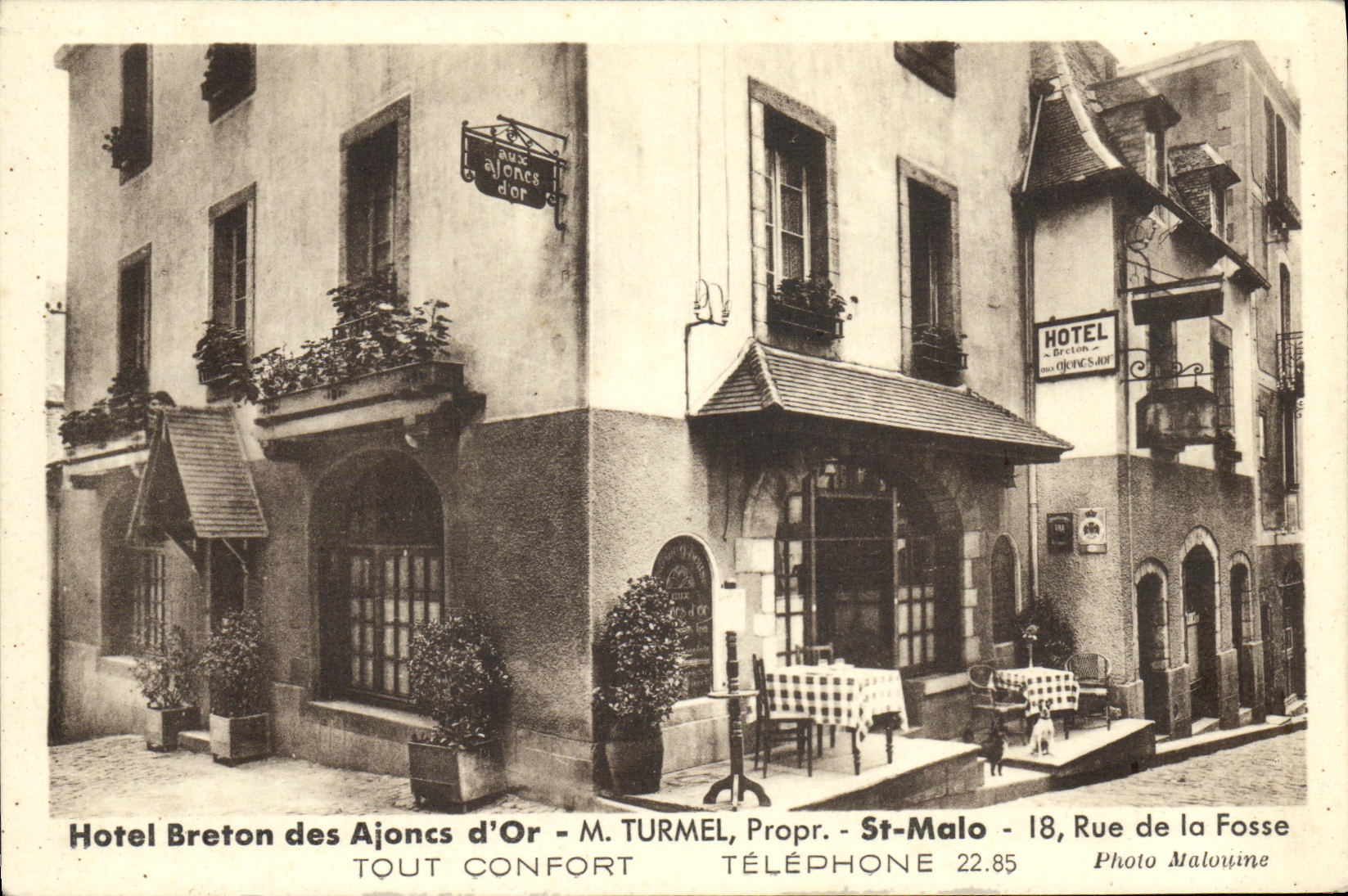 VINTAGE POSTCARD St Malo Breton Hotel of the gorses D gold Street of the Pit