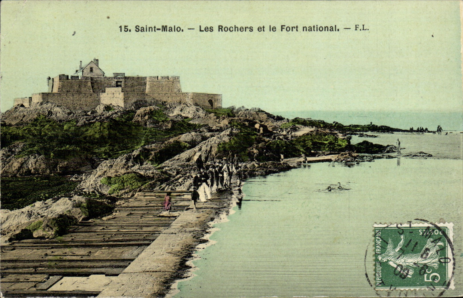 VINTAGE POSTCARD St Malo Rocks and the Strong National chart toilee