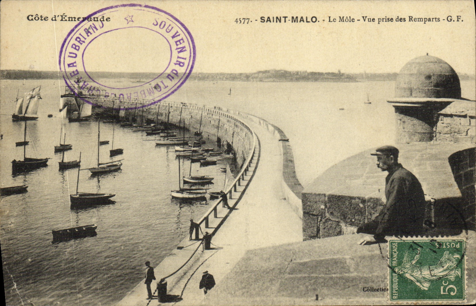 VINTAGE POSTCARD Holy Malo the Mole Seen from of the Walls