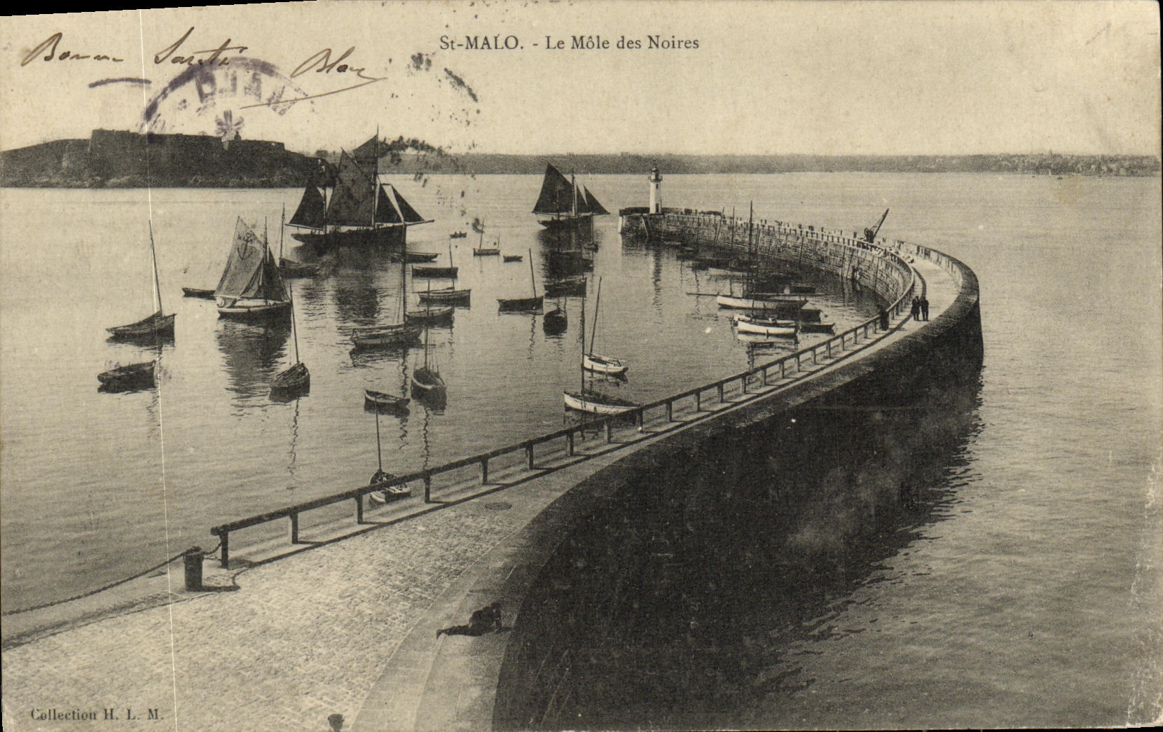 VINTAGE POSTCARD Holy Malo the Mole of Black the Boats