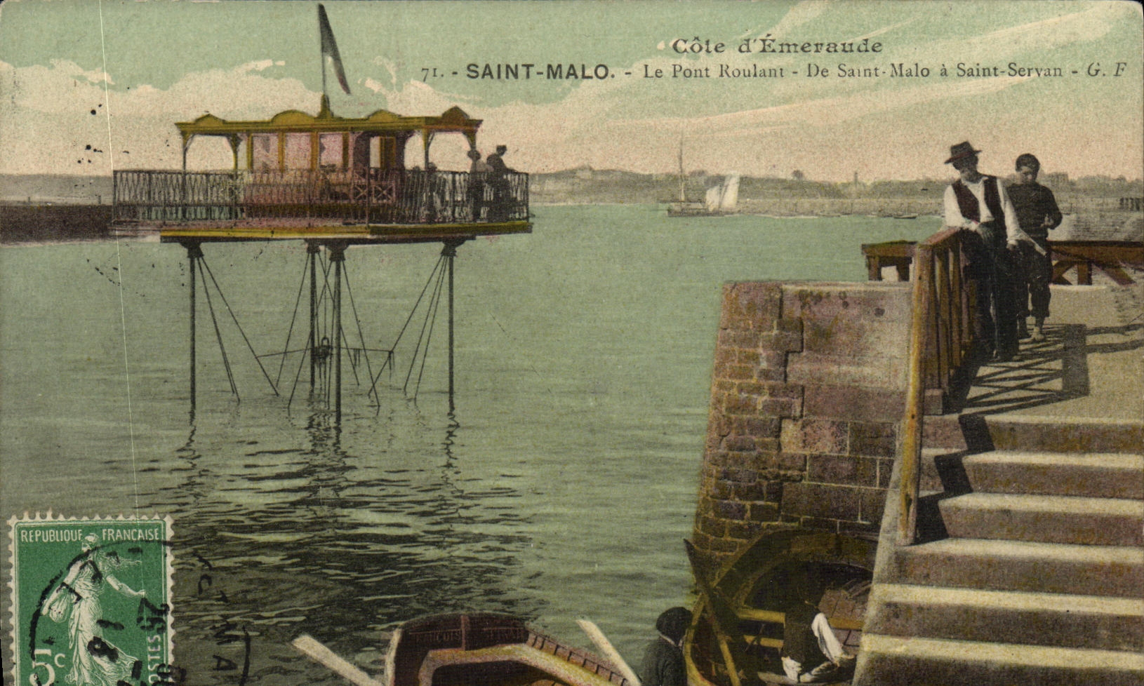 VINTAGE POSTCARD Saint Malo the Overhead travelling crane Of Malo Saint has Saint Servan