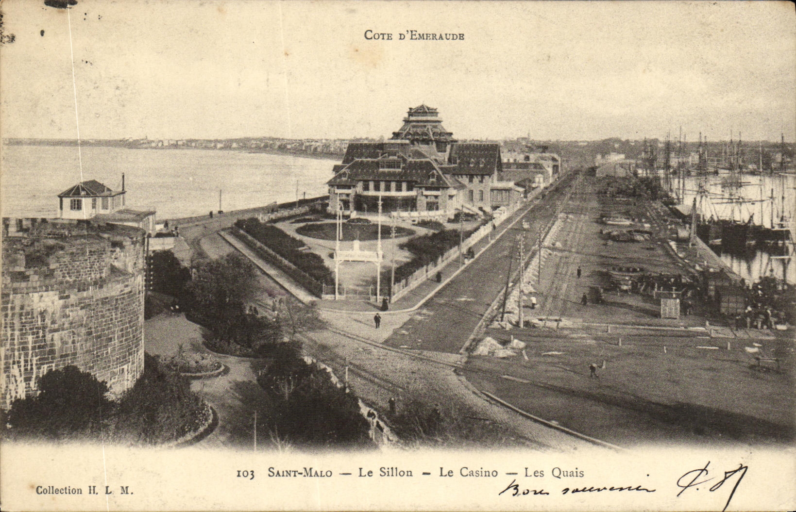 VINTAGE POSTCARD Holy Malo the Furrow the Casino the quays Boats