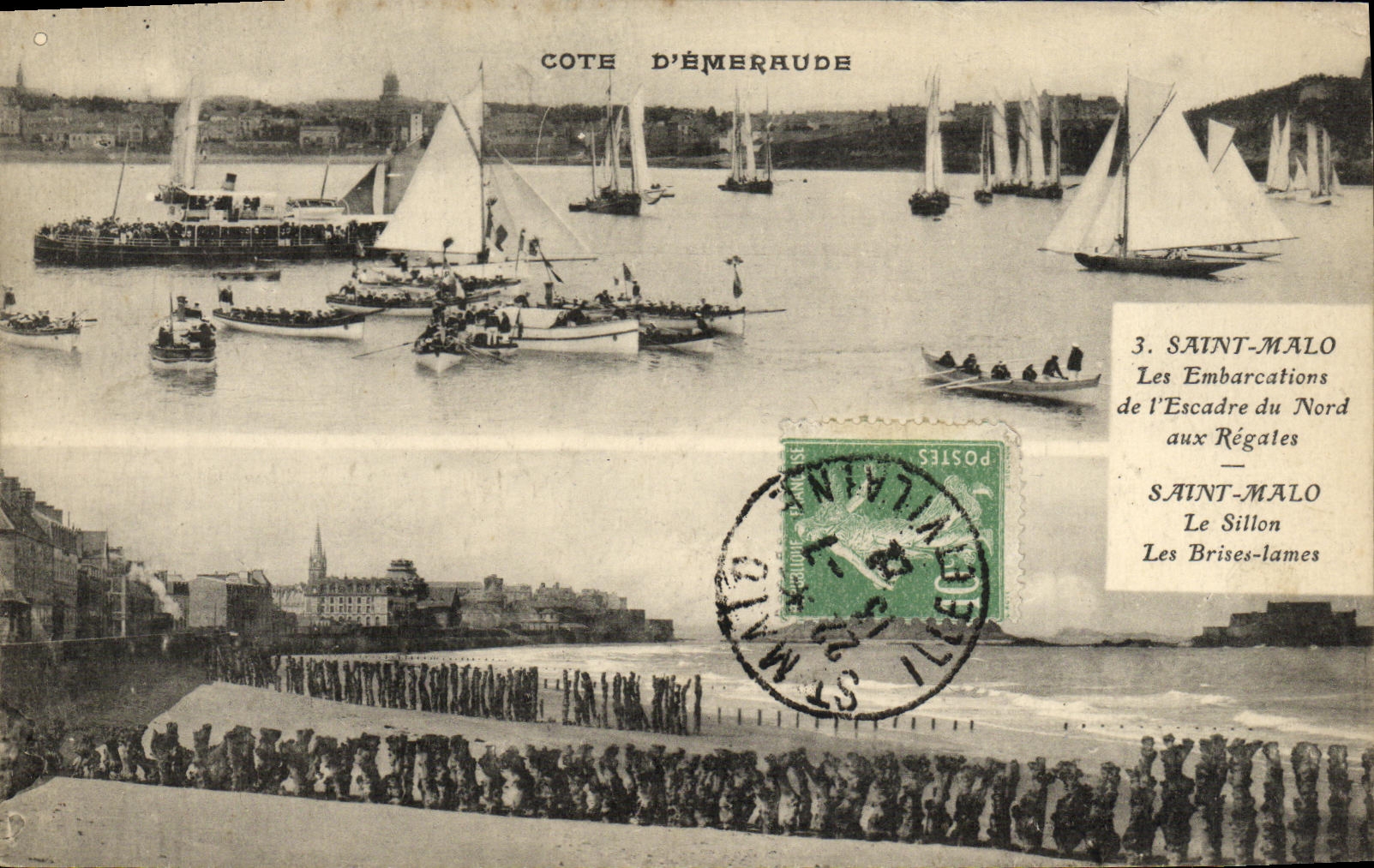 VINTAGE POSTCARD St Malo the Furrow the Breezes Blades boats of L squadron of North to the Regattas