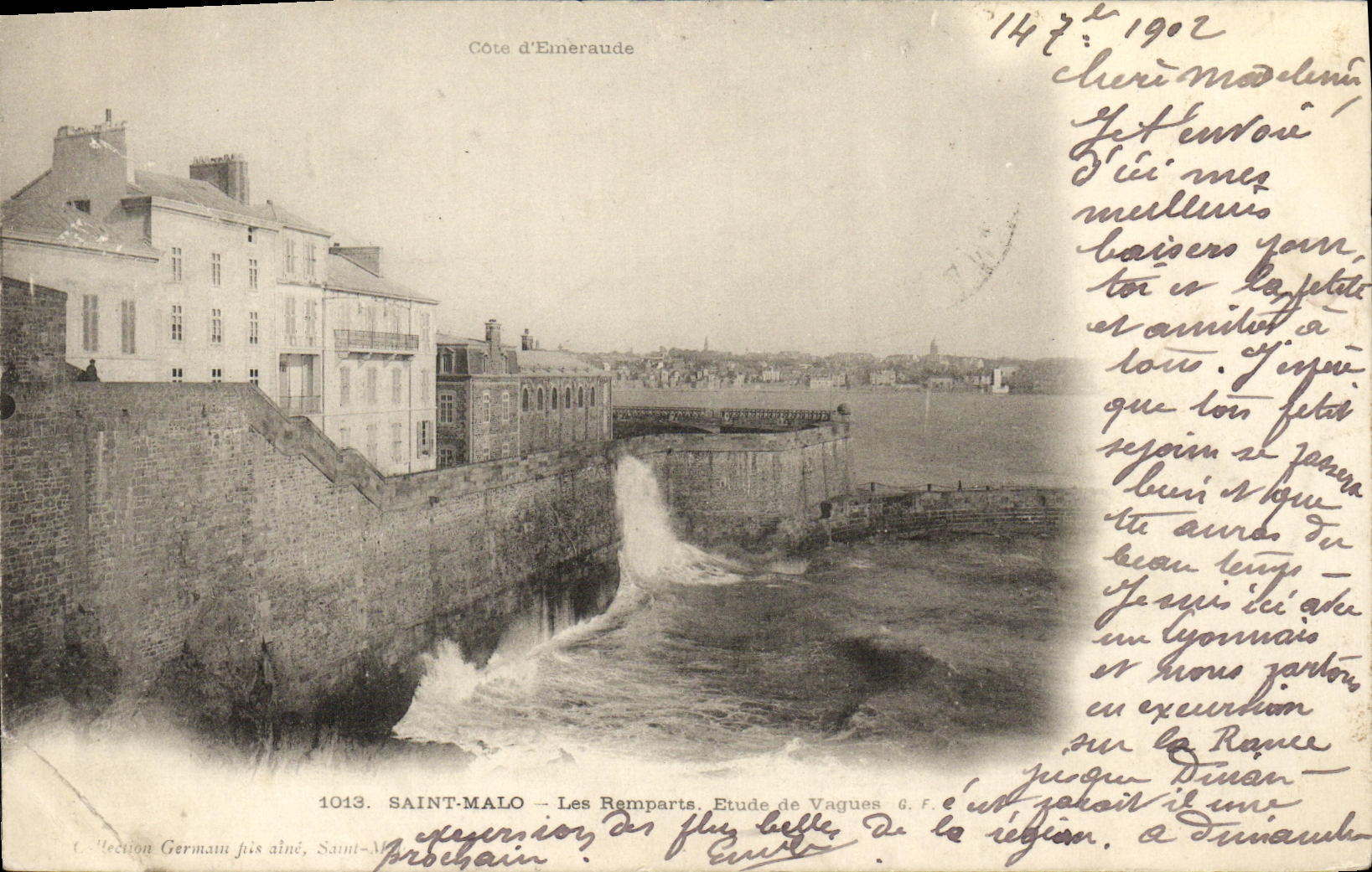 VINTAGE POSTCARD Holy Malo Walls Details of waves