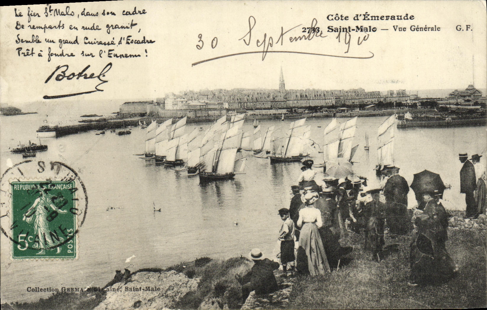 CPA Saint Malo Vue Generale Regate Bateaux Botrel