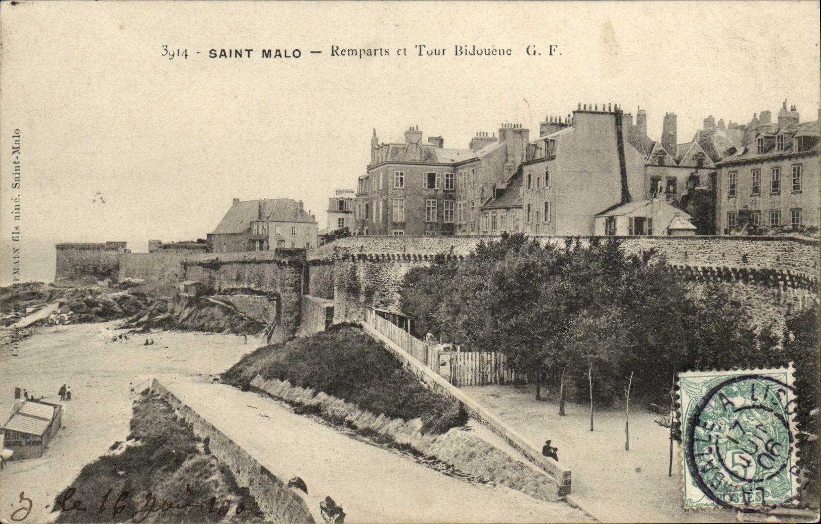 VINTAGE POSTCARD Holy Malo Walls and Bidouane turn
